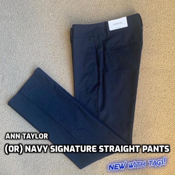 (0 Reg) NWT Ann Taylor Straight Navy Dress Pants - Picture 1 of 6